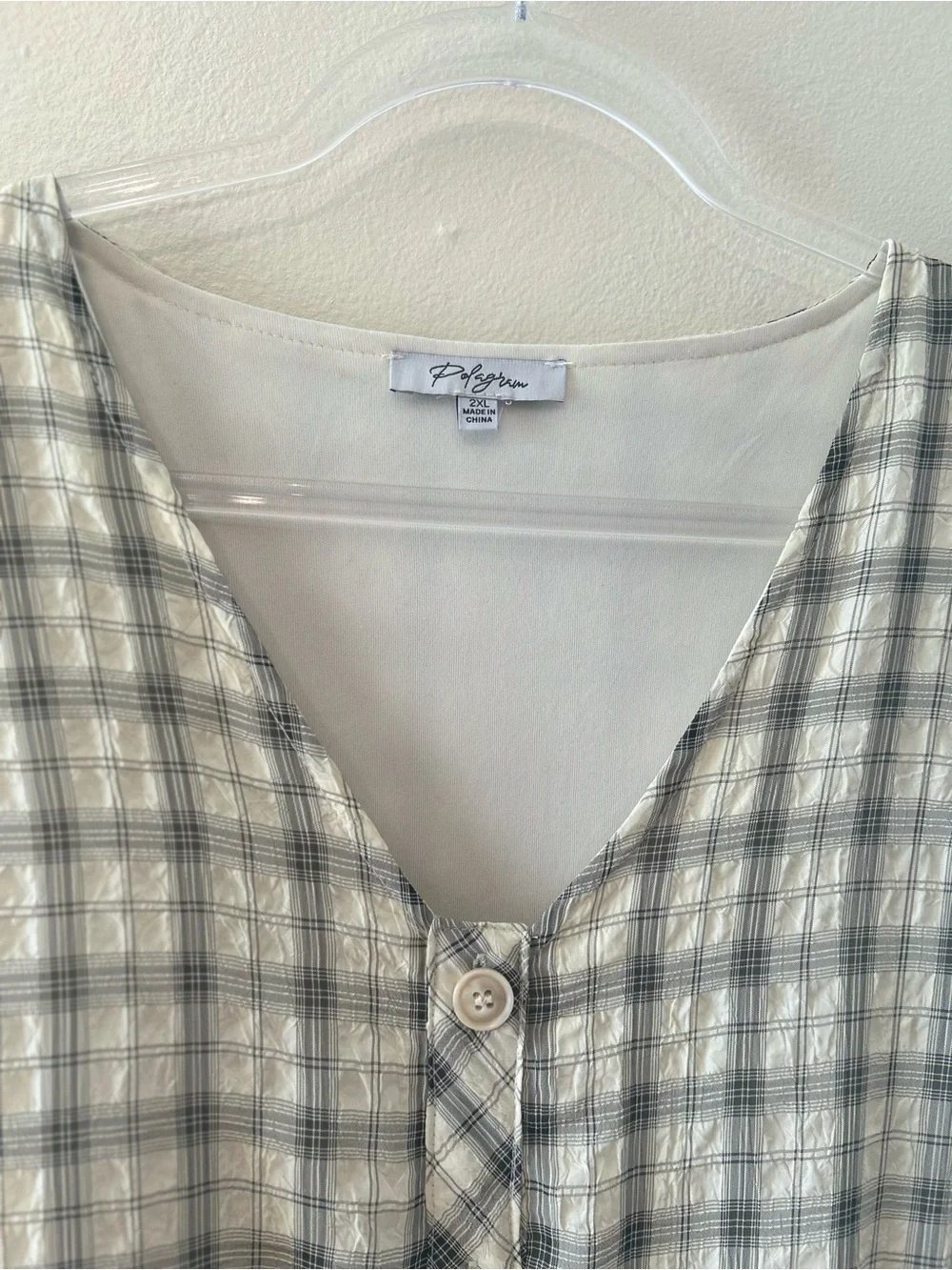 Sage Green Plaid 2XL Puff Sleeve Dress Cottagecore Button Front Prairie Pockets